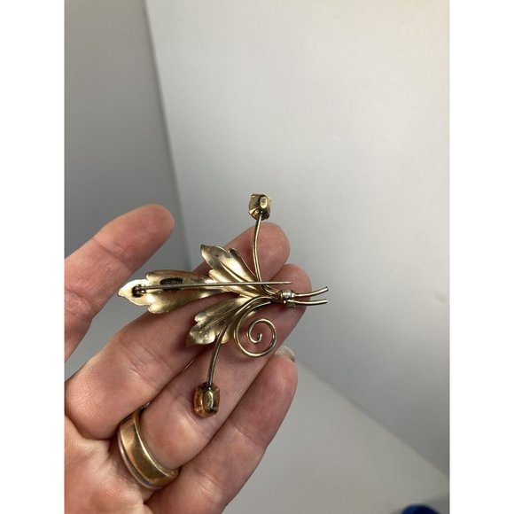 Vintage Van Dell Signed Gold Filled 12 K Women's Brooch with Purple Glass Stones - Picture 4 of 5